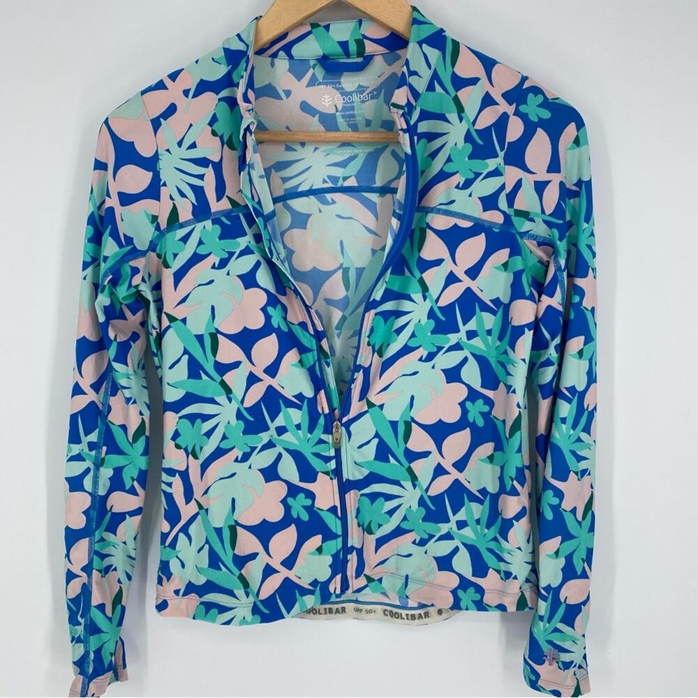 Coolibar Girls Jacket UPF+50 Floral‎ Full Zipper Summer Resortwear Youth L